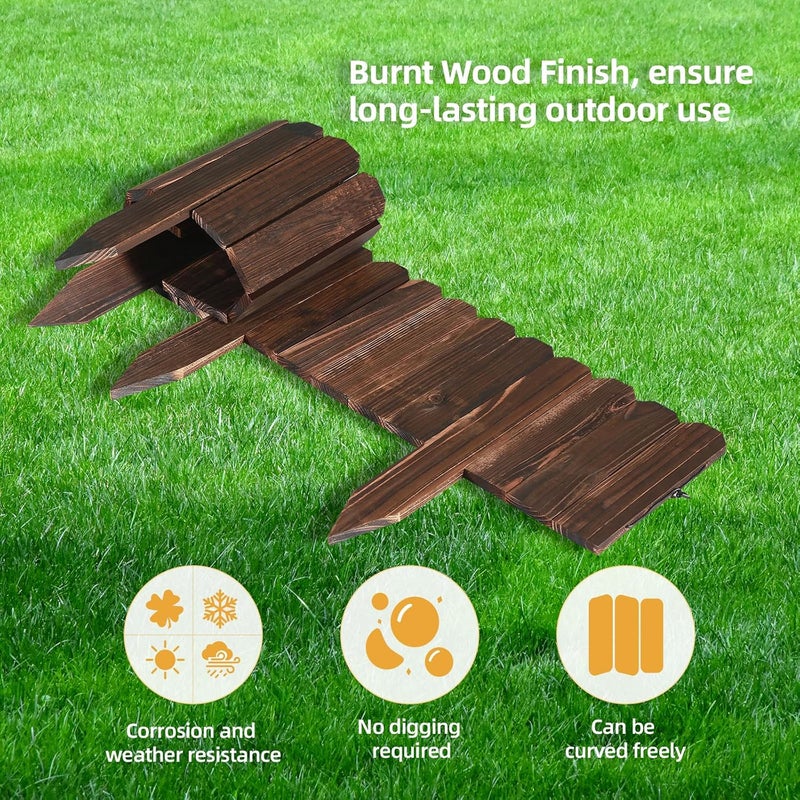 LINSHRY Wood Garden Edging, 1 Pack 9.8 in H x 4 ft L. Wooden Garden Fence for Decorative Landscape Border Edging, Courtyards Planting Fence Tree Fences - Image 5